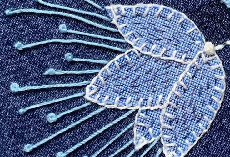 Detailed embroidery on denim